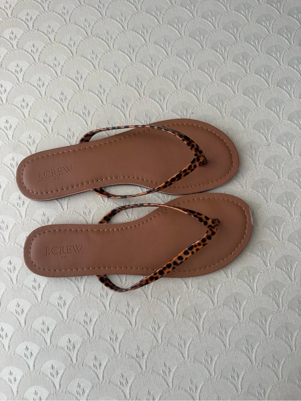 J. Crew Brown Leather Flip Flop Sandals with Tortoise Straps